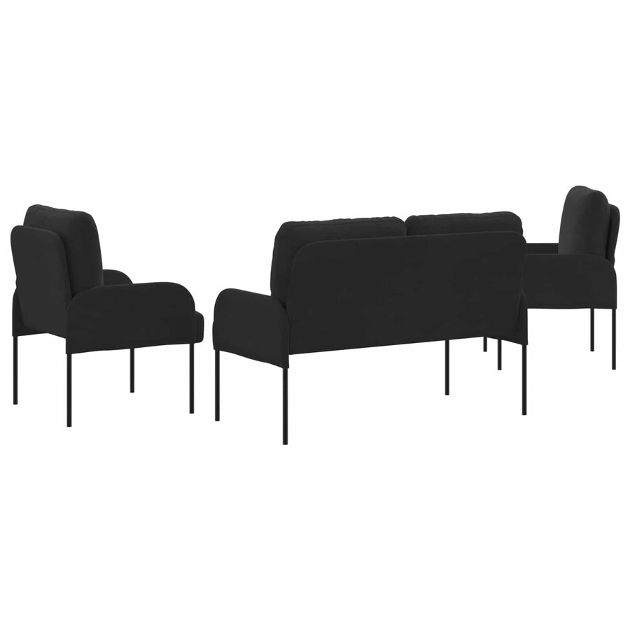 Sofa-Sets met kussen 3 pcs Zwart 115 x 56 x 80 cm Multiplex
