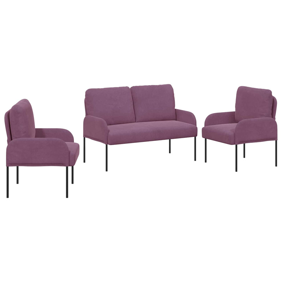 Sofa-Sets met kussen 3 pcs Paars 115 x 56 x 80 cm Multiplex