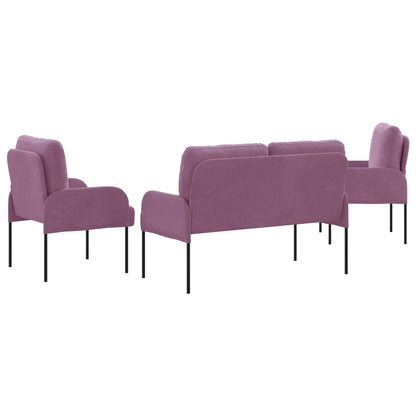 Sofa-Sets met kussen 3 pcs Paars 115 x 56 x 80 cm Multiplex