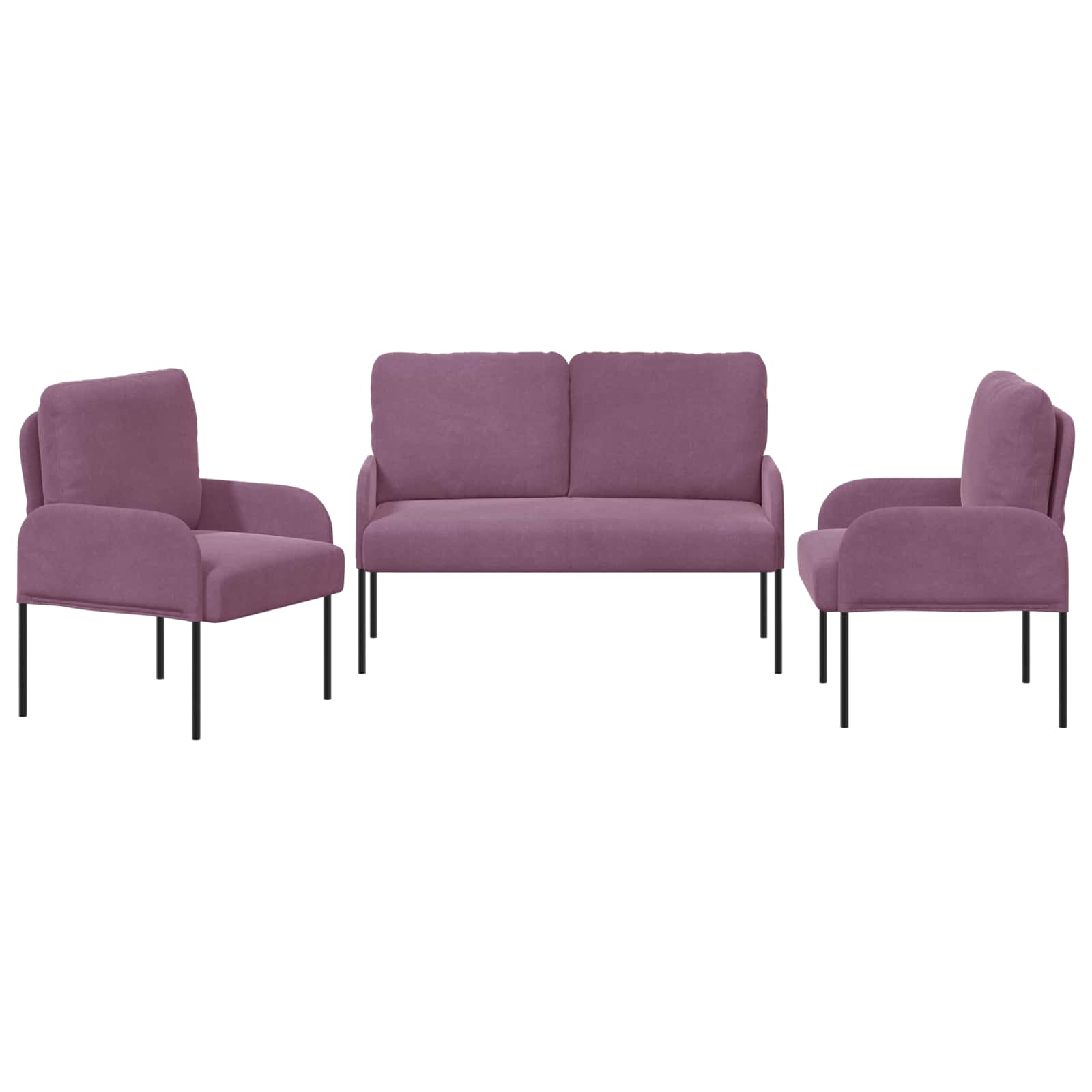 Sofa-Sets met kussen 3 pcs Paars 115 x 56 x 80 cm Multiplex