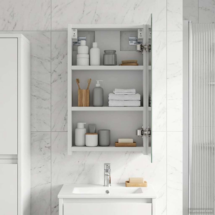 Badkamer spiegelkast Wit 30 x 10,5 x 50 cm Bewerkt hout