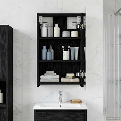 Badkamer spiegelkast Zwart Eiken 30 x 10,5 x 50 cm Bewerkt hout