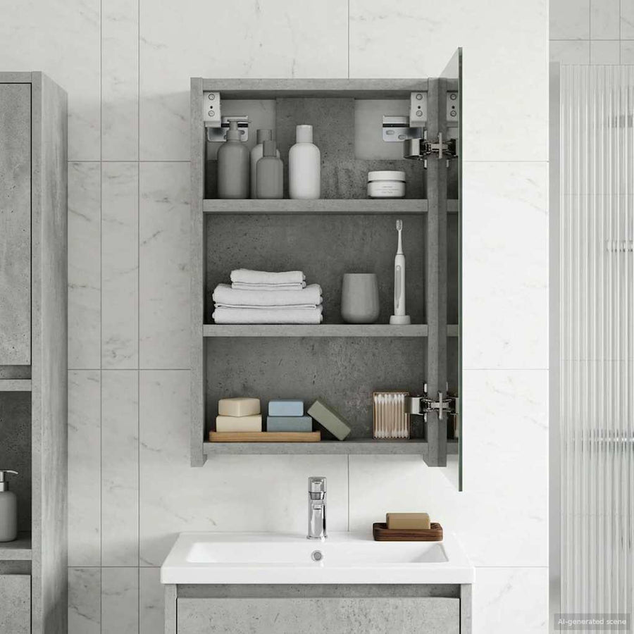 Badkamer spiegelkast Beton Grijs 30 x 10,5 x 50 cm Bewerkt hout