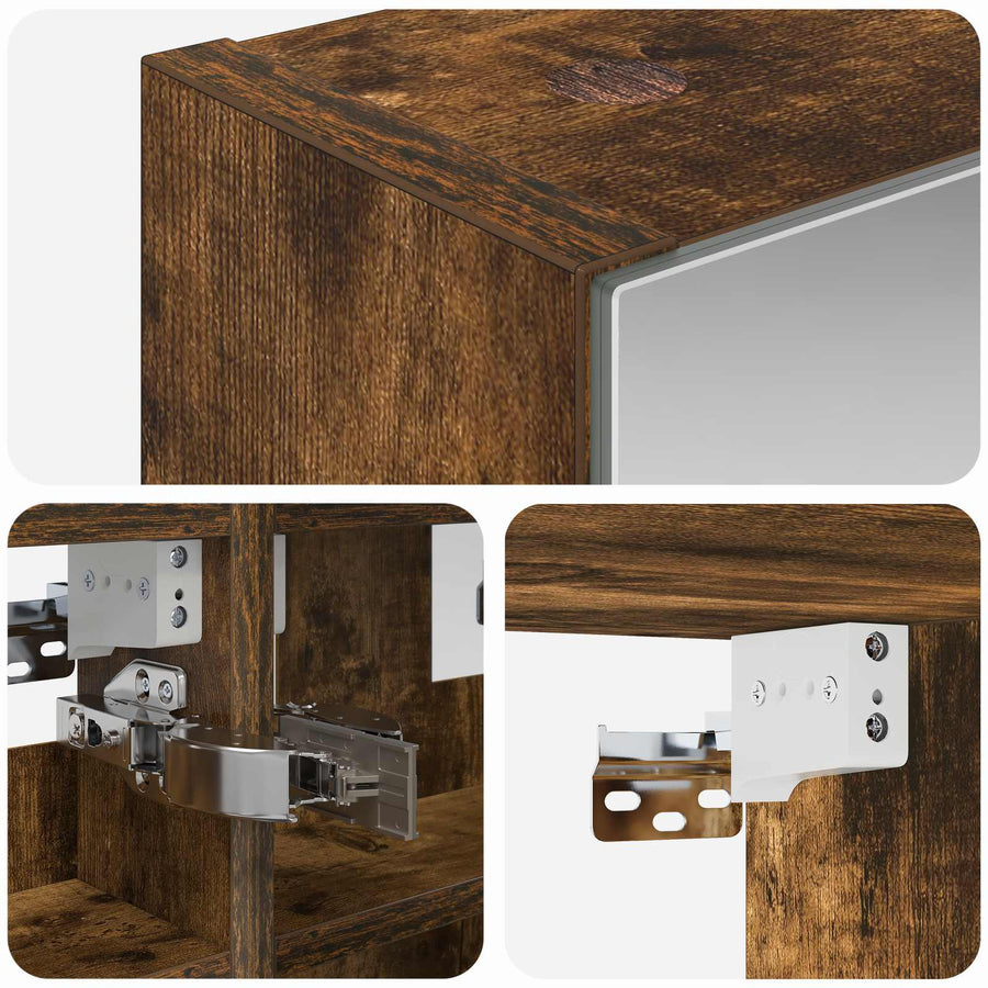 Badkamer spiegelkast met plank Gerookt eiken 30 x 10,5 x 50 cm