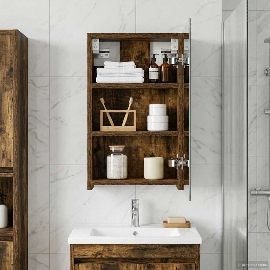 Badkamer spiegelkast met plank Gerookt eiken 30 x 10,5 x 50 cm
