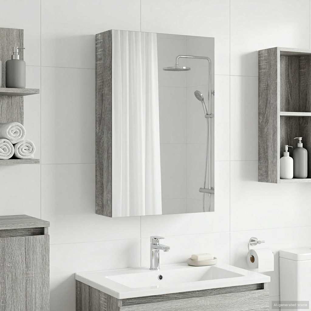 Badkamer spiegelkast met plank Grijs Sonoma 30 x 10,5 x 50 cm