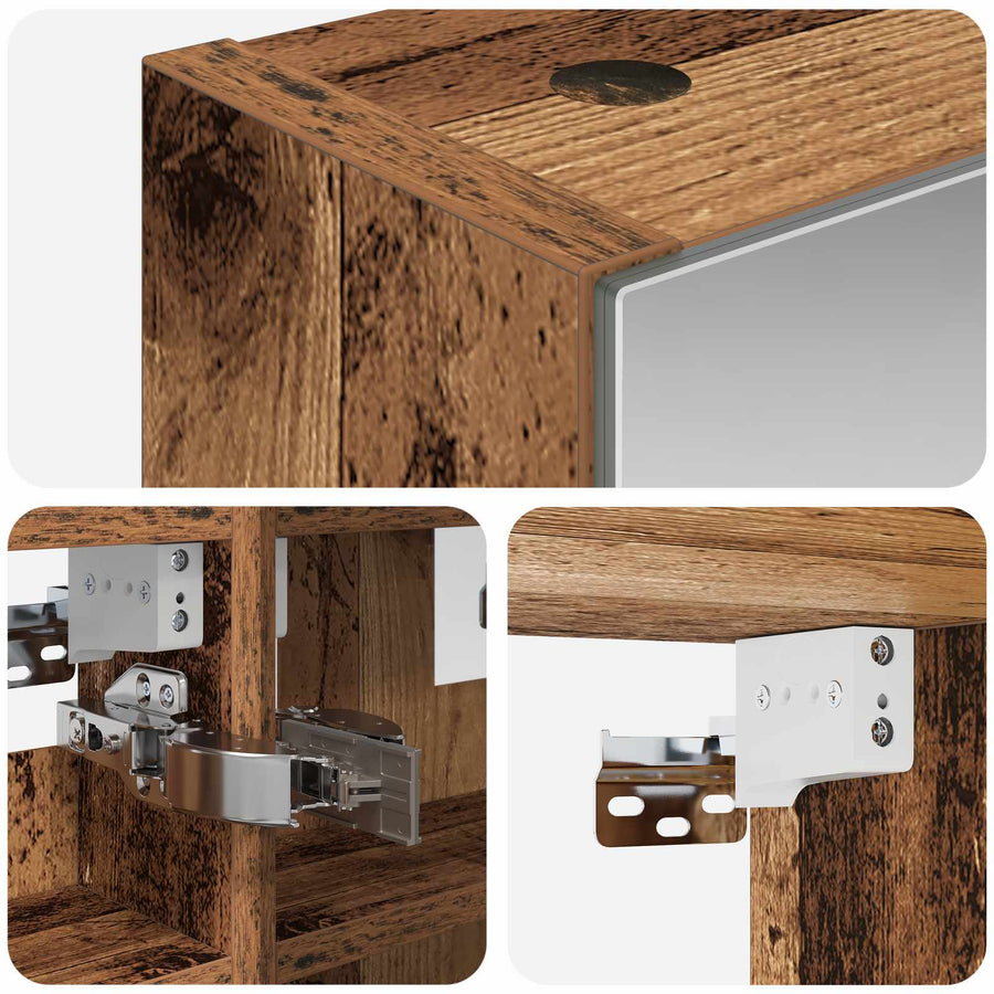 Badkamer spiegelkast Oudhout 30 x 10,5 x 50 cm Bewerkt hout