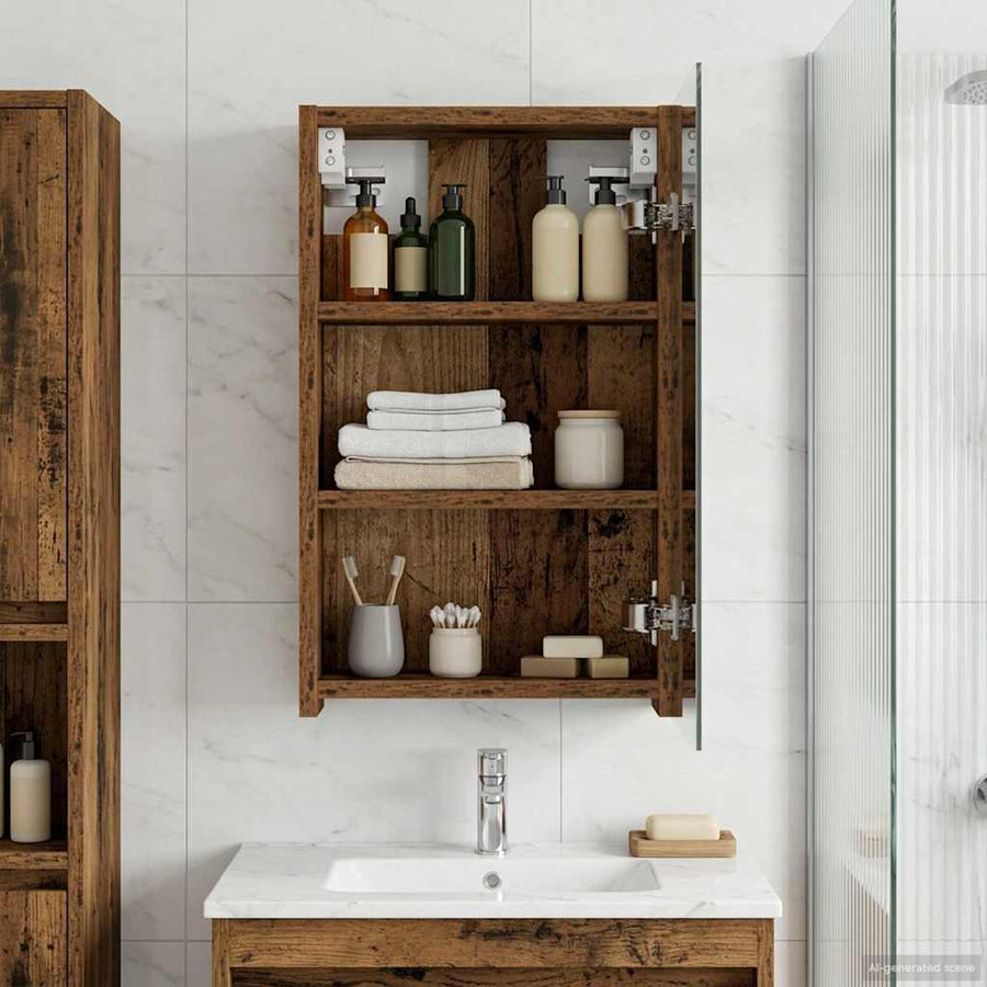 Badkamer spiegelkast Oudhout 30 x 10,5 x 50 cm Bewerkt hout