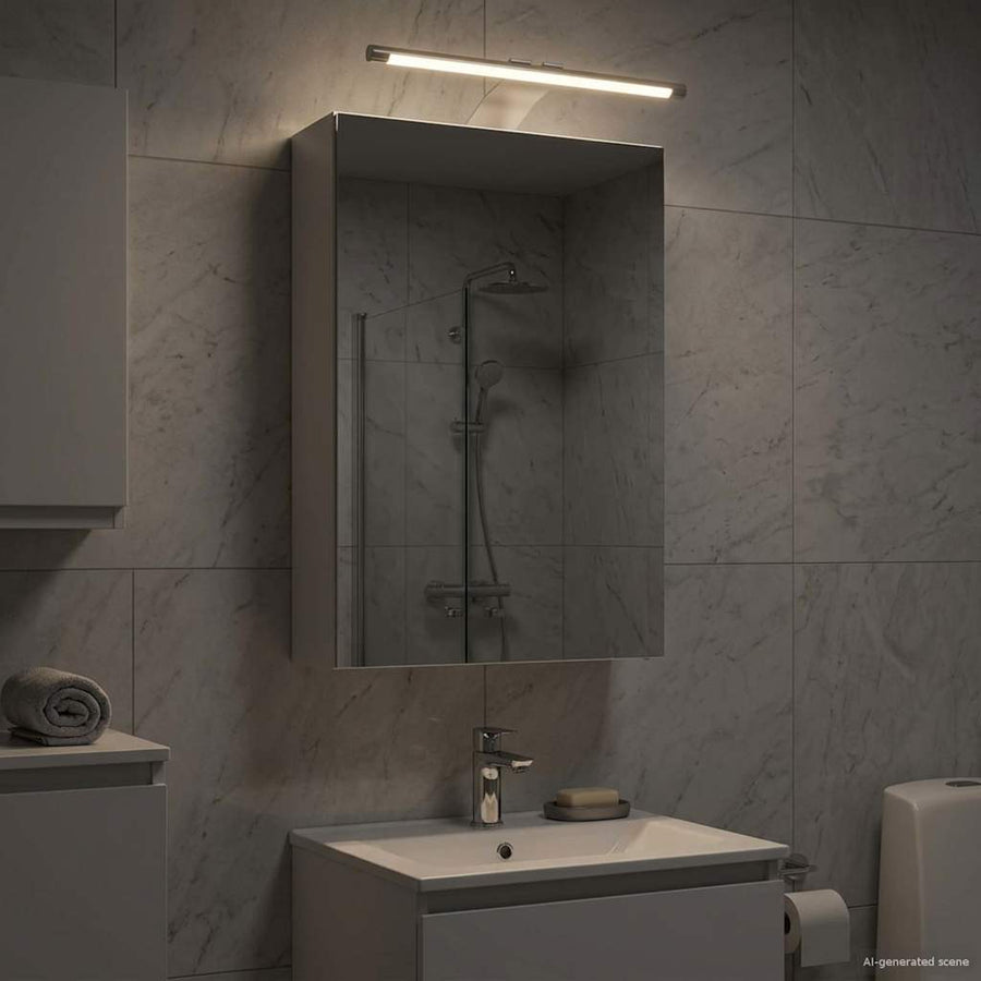 Badkamer spiegelkast Wit 30 x 10,5 x 50 cm Bewerkt hout