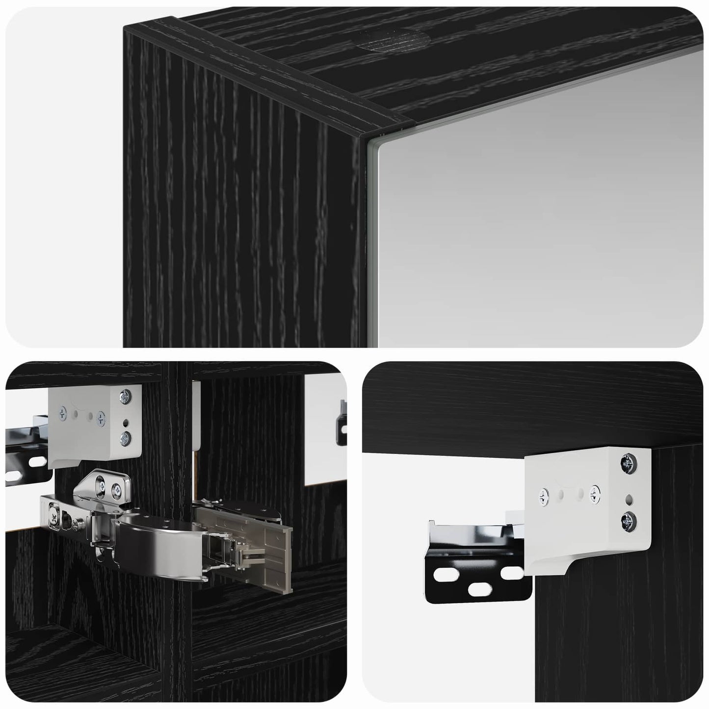 Badkamer spiegelkast Zwart Eiken 30 x 10,5 x 50 cm Bewerkt hout