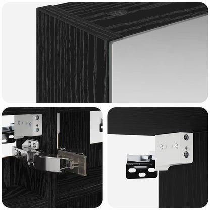 Badkamer spiegelkast Zwart Eiken 30 x 10,5 x 50 cm Bewerkt hout