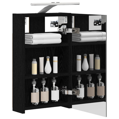 Badkamer spiegelkast Zwart Eiken 30 x 10,5 x 50 cm Bewerkt hout