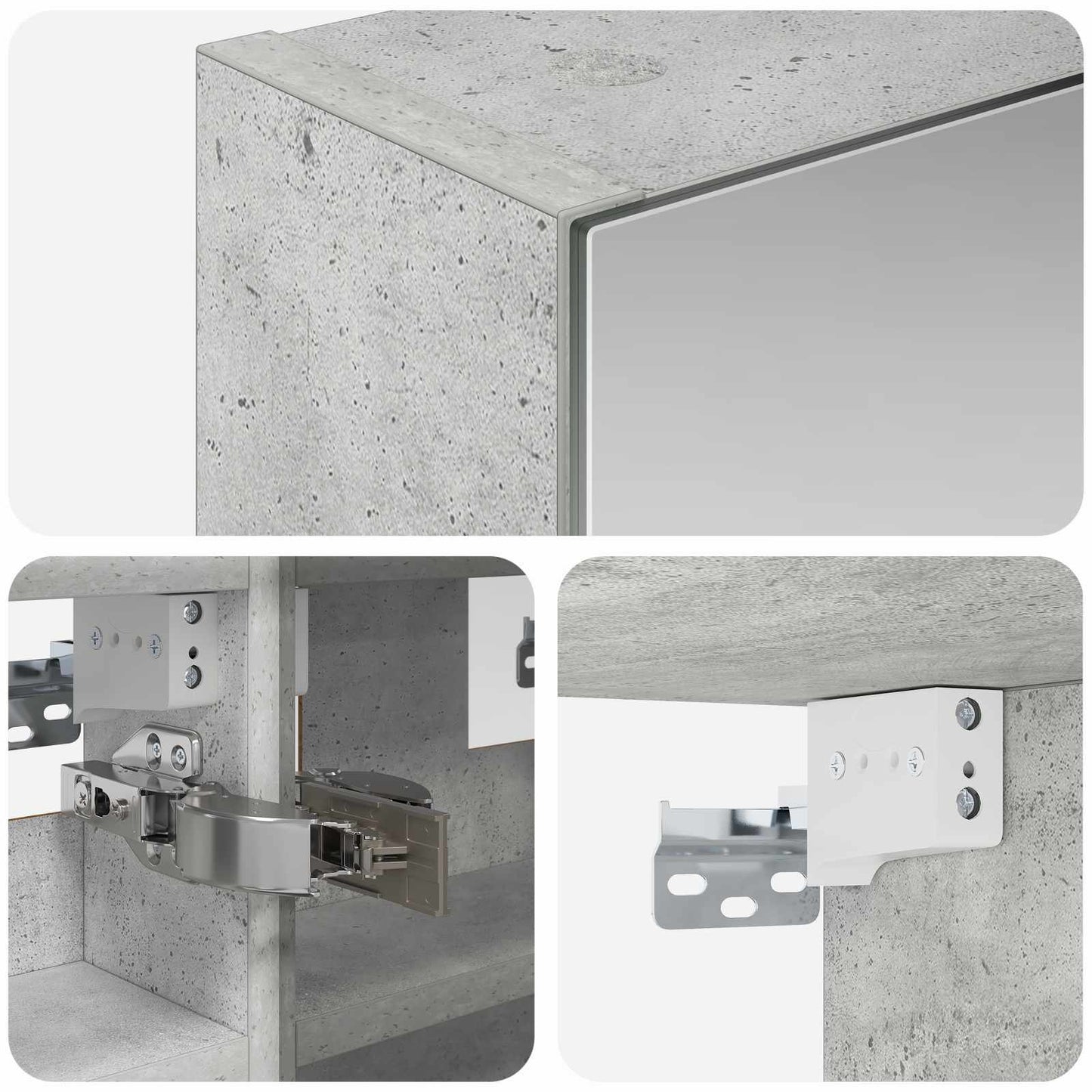 Badkamer spiegelkast Beton Grijs 30 x 10,5 x 50 cm Bewerkt hout