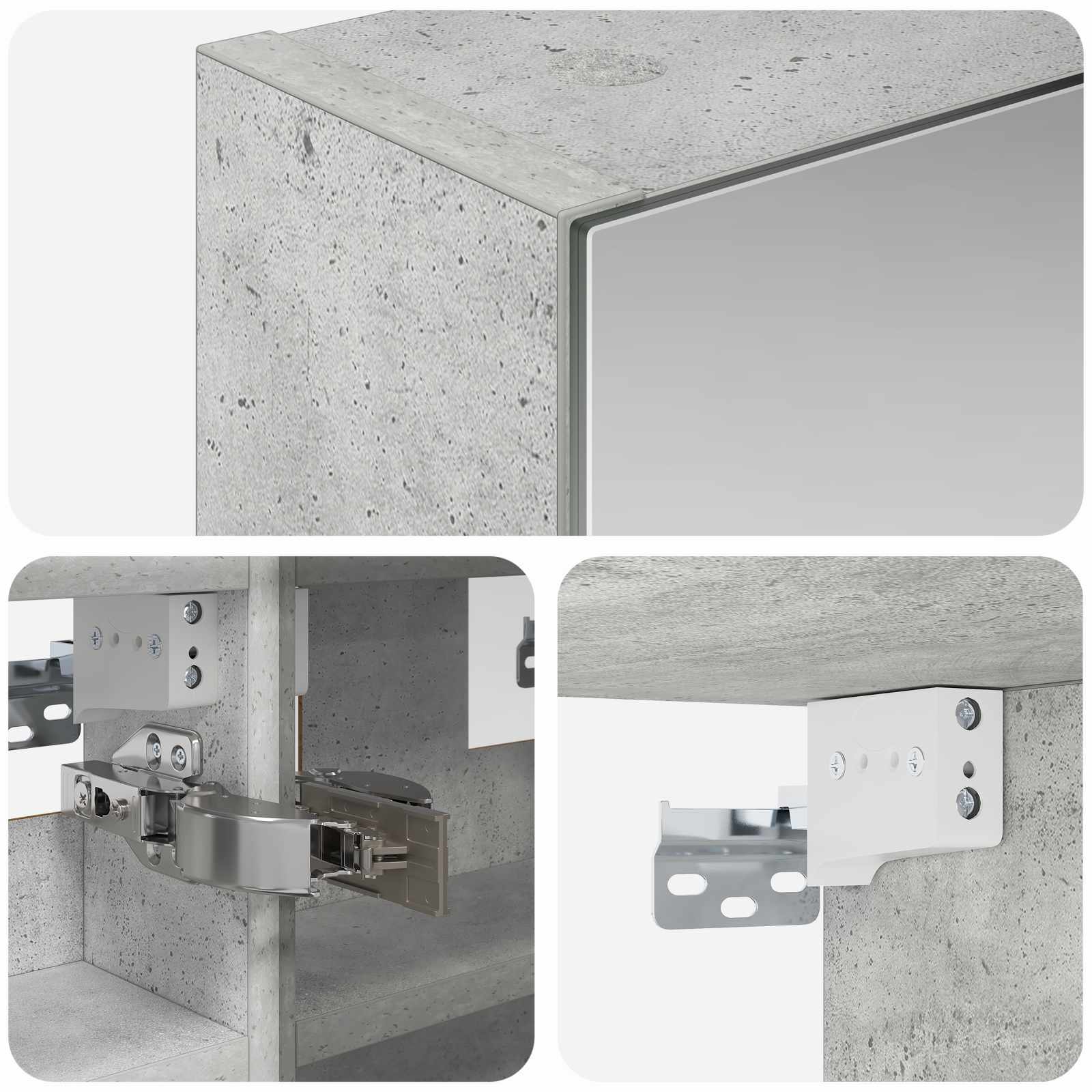 Badkamer spiegelkast Beton Grijs 30 x 10,5 x 50 cm Bewerkt hout
