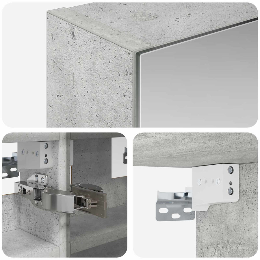 Badkamer spiegelkast Beton Grijs 30 x 10,5 x 50 cm Bewerkt hout
