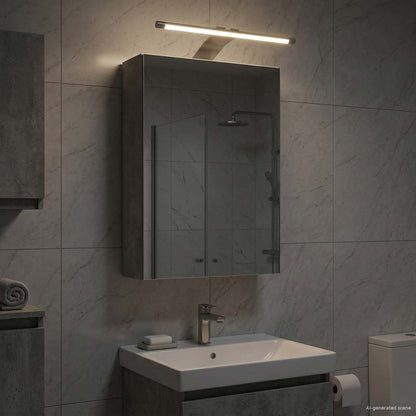 Badkamer spiegelkast Beton Grijs 30 x 10,5 x 50 cm Bewerkt hout