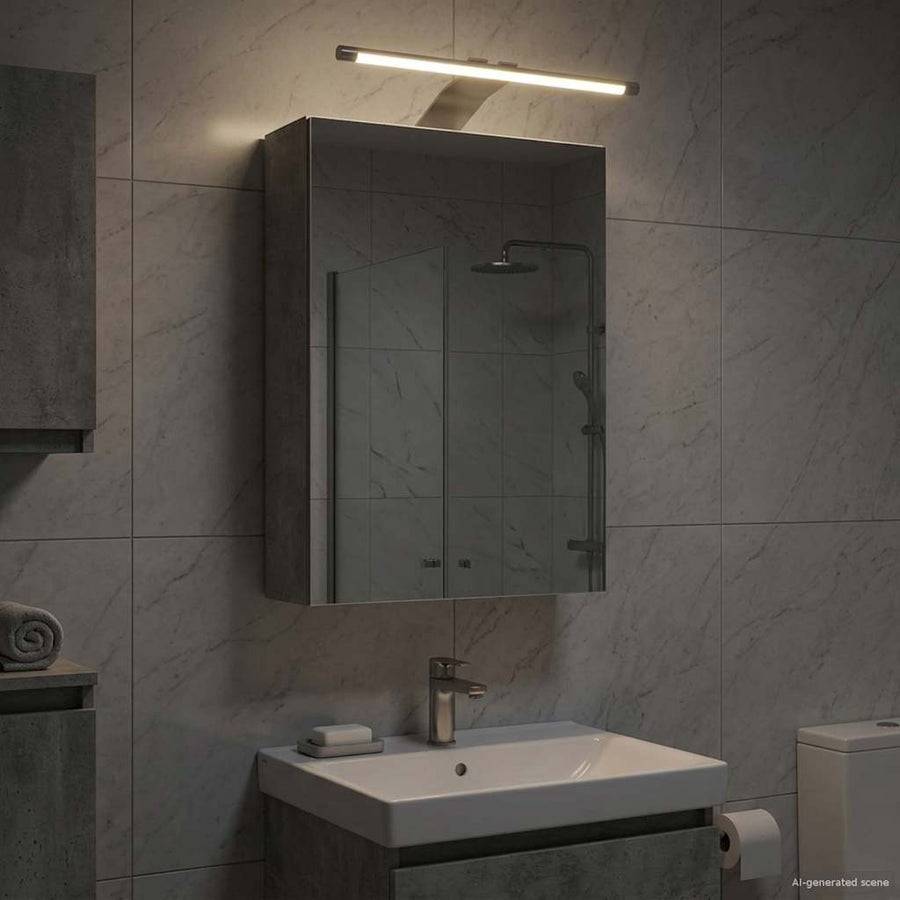 Badkamer spiegelkast Beton Grijs 30 x 10,5 x 50 cm Bewerkt hout