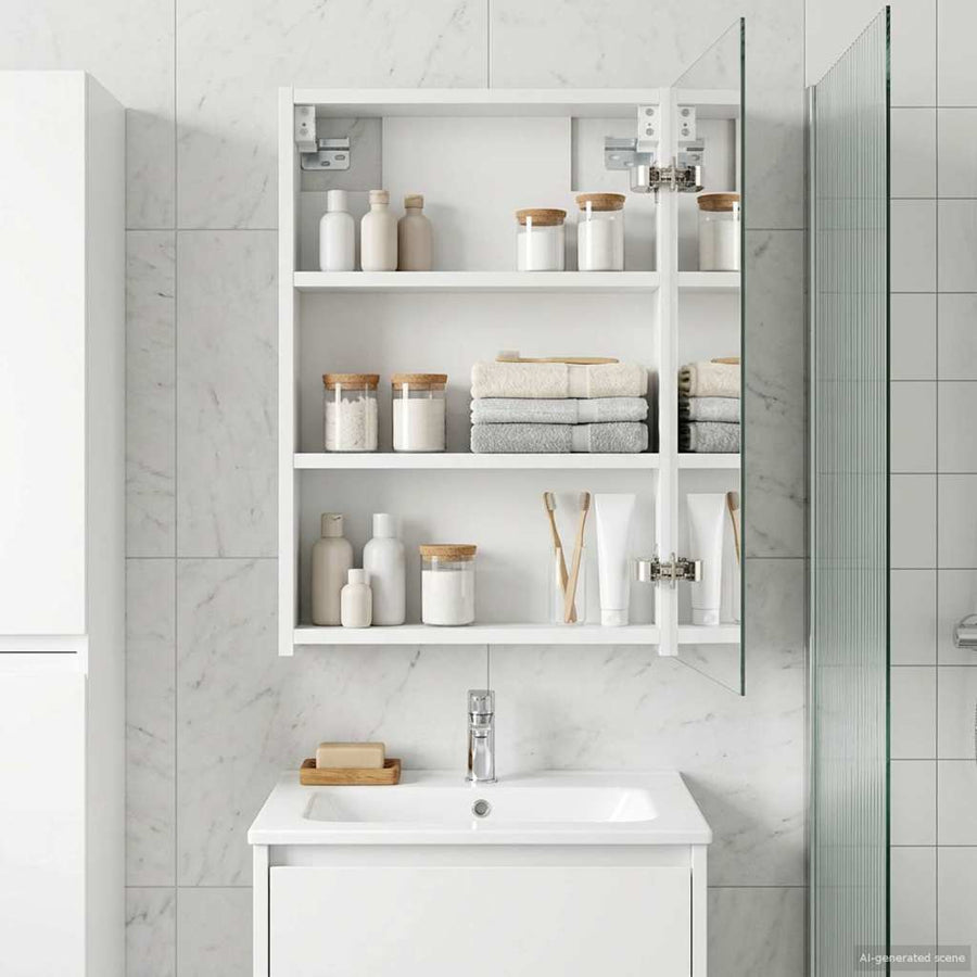 Badkamer spiegelkast Wit 40 x 10,5 x 60,5 cm Bewerkt hout