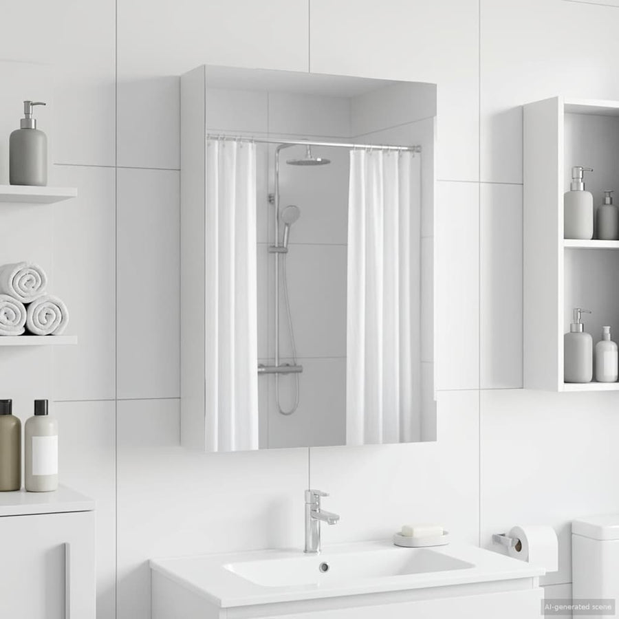 Badkamer spiegelkast Wit 40 x 10,5 x 60,5 cm Bewerkt hout