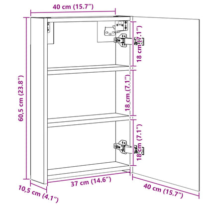 Badkamer spiegelkast Wit 40 x 10,5 x 60,5 cm Bewerkt hout