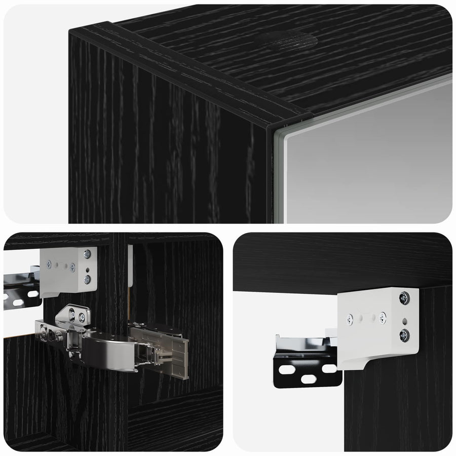 Badkamer spiegelkast met plank Zwart Eiken 40 x 10,5 x 60,5 cm