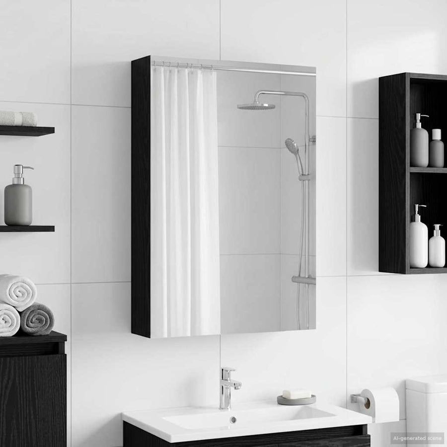 Badkamer spiegelkast met plank Zwart Eiken 40 x 10,5 x 60,5 cm
