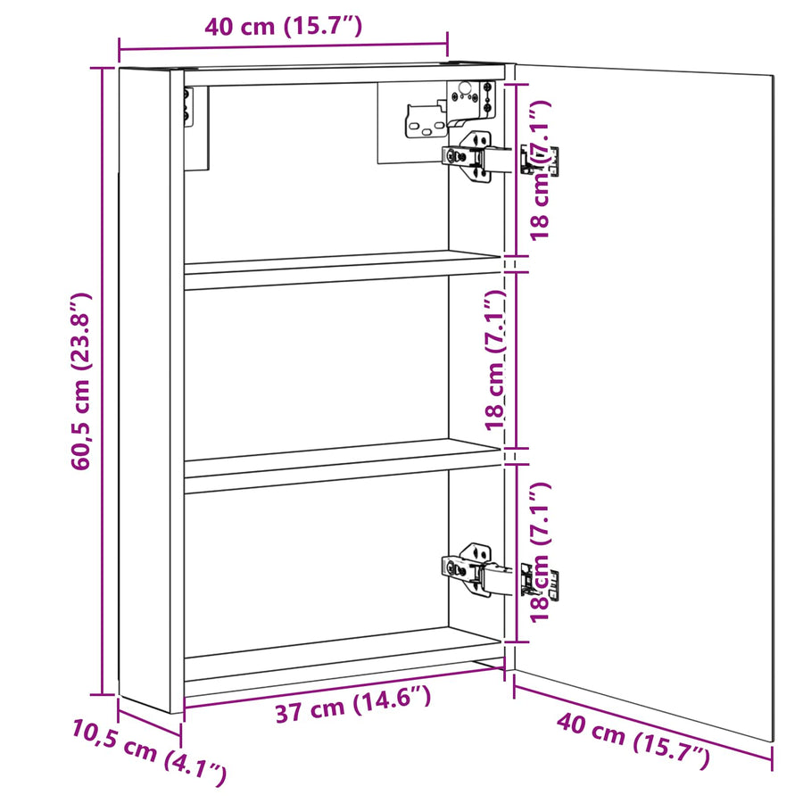 Badkamer spiegelkast met plank Sonoma Eiken 40 x 10,5 x 60,5 cm