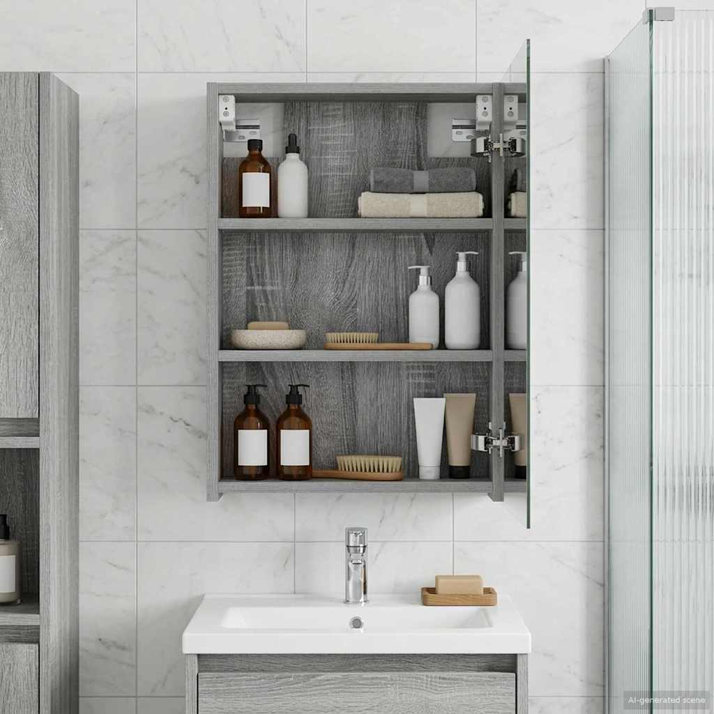Badkamer spiegelkast met plank Grijs Sonoma 40 x 10,5 x 60,5 cm