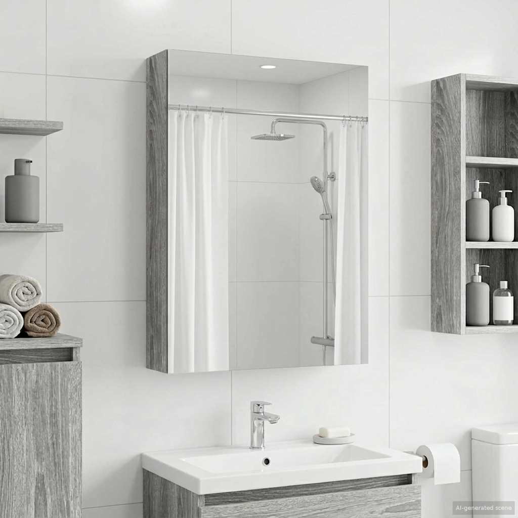 Badkamer spiegelkast met plank Grijs Sonoma 40 x 10,5 x 60,5 cm