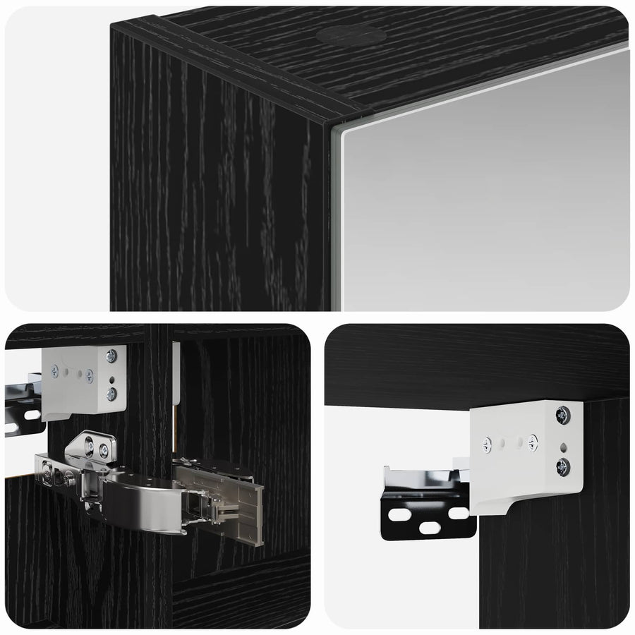 Badkamer spiegelkast met plank Zwart Eiken 40 x 10,5 x 60,5 cm