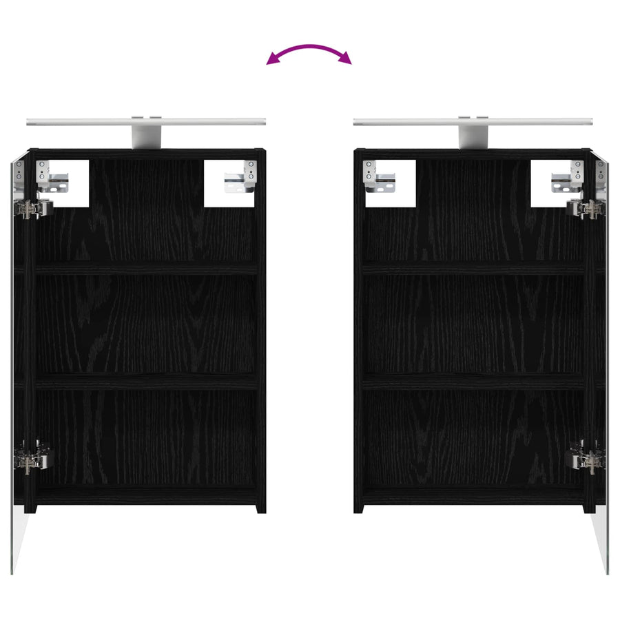 Badkamer spiegelkast met plank Zwart Eiken 40 x 10,5 x 60,5 cm