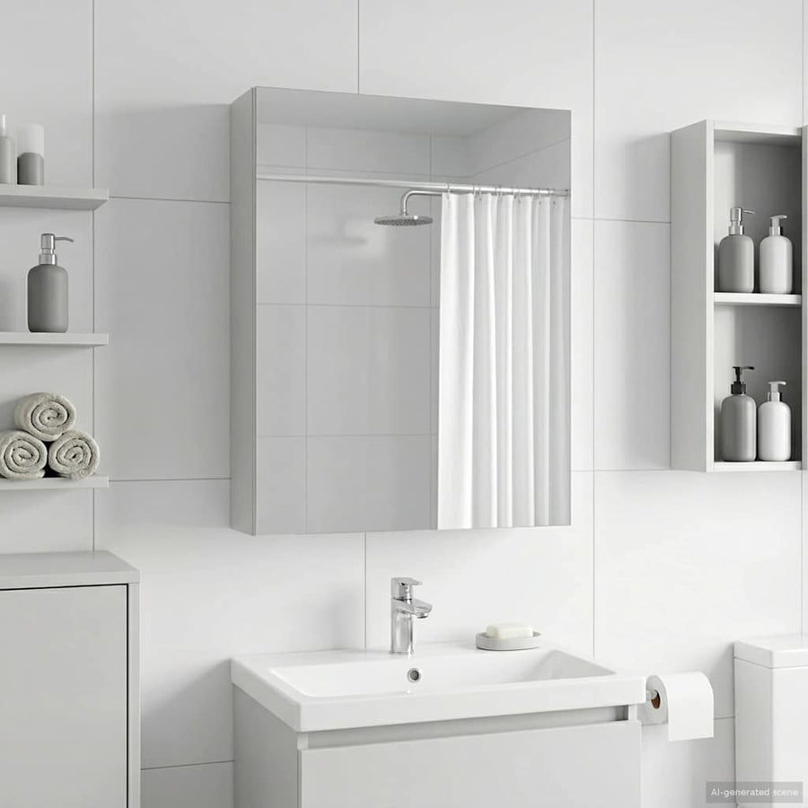 Badkamer spiegelkast Wit 50 x 14,5 x 70 cm Bewerkt hout