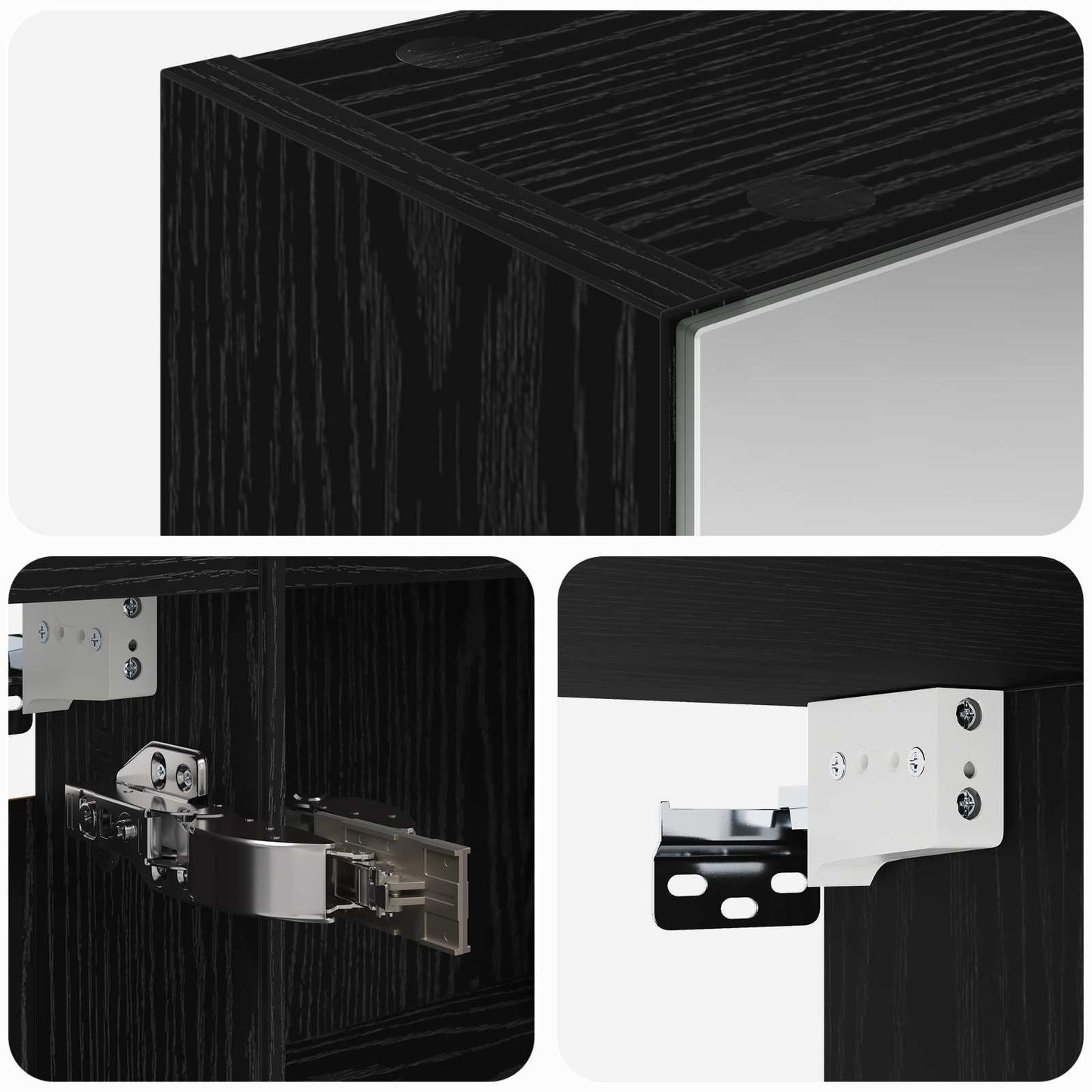 Badkamer spiegelkast Zwart Eiken 50 x 14,5 x 70 cm Bewerkt hout