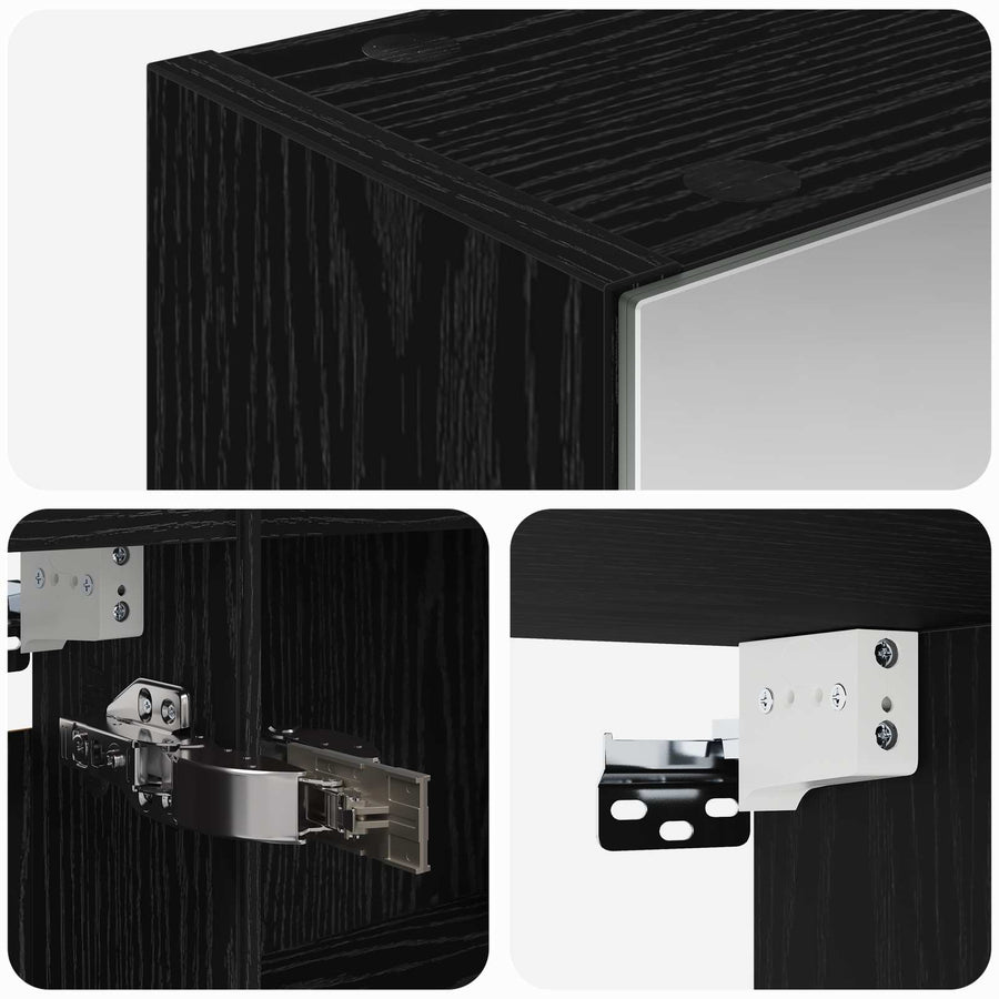 Badkamer spiegelkast Zwart Eiken 50 x 14,5 x 70 cm Bewerkt hout