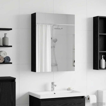 Badkamer spiegelkast Zwart Eiken 50 x 14,5 x 70 cm Bewerkt hout