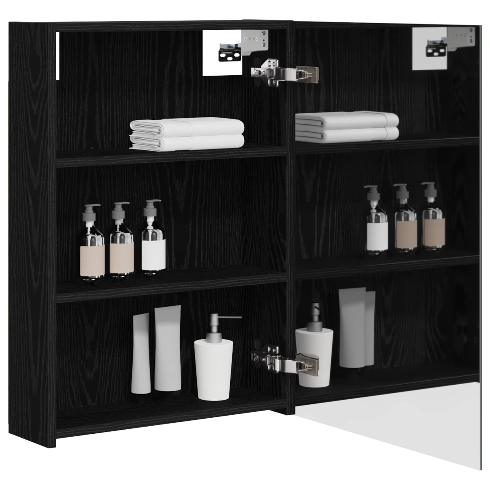 Badkamer spiegelkast Zwart Eiken 50 x 14,5 x 70 cm Bewerkt hout