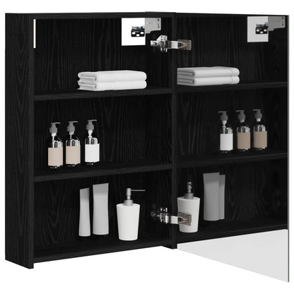 Badkamer spiegelkast Zwart Eiken 50 x 14,5 x 70 cm Bewerkt hout