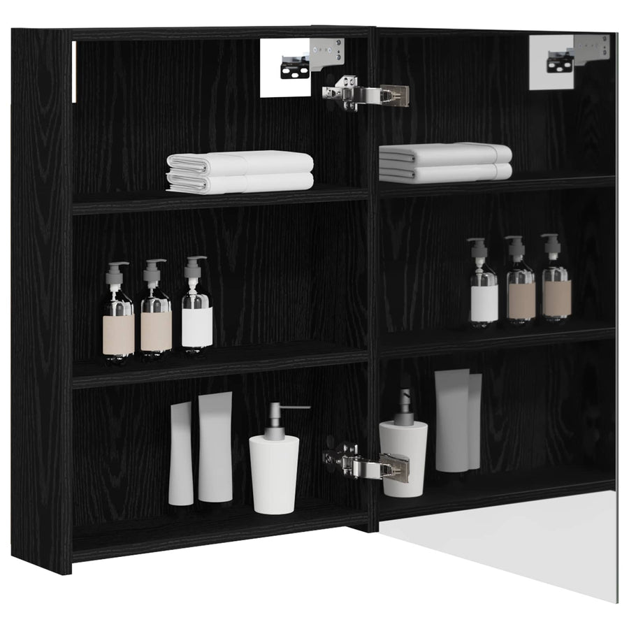 Badkamer spiegelkast Zwart Eiken 50 x 14,5 x 70 cm Bewerkt hout