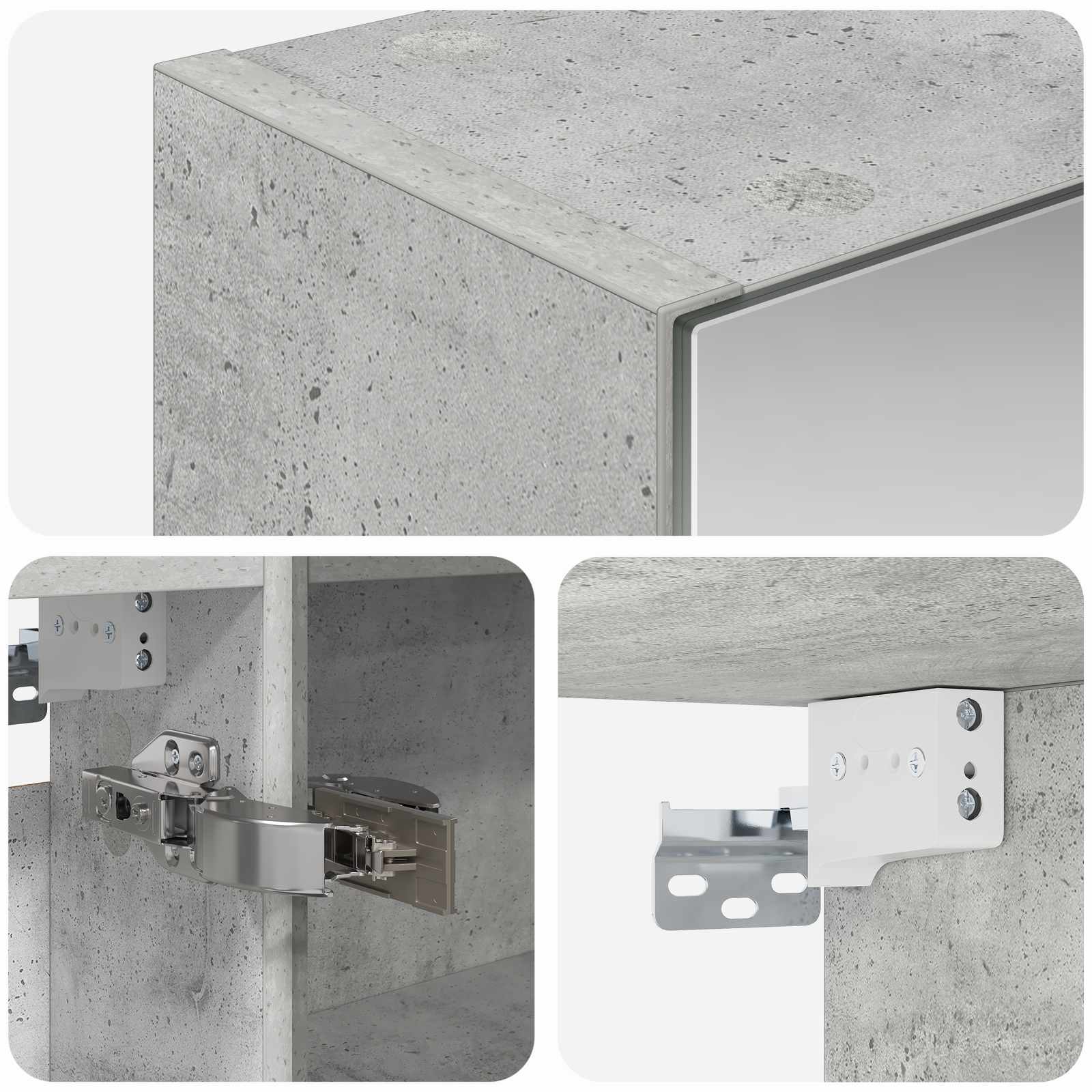 Badkamer spiegelkast Beton Grijs 50 x 14,5 x 70 cm Bewerkt hout