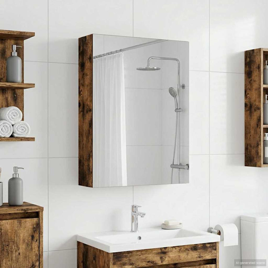 Badkamer spiegelkast met plank Gerookt eiken 50 x 14,5 x 70 cm