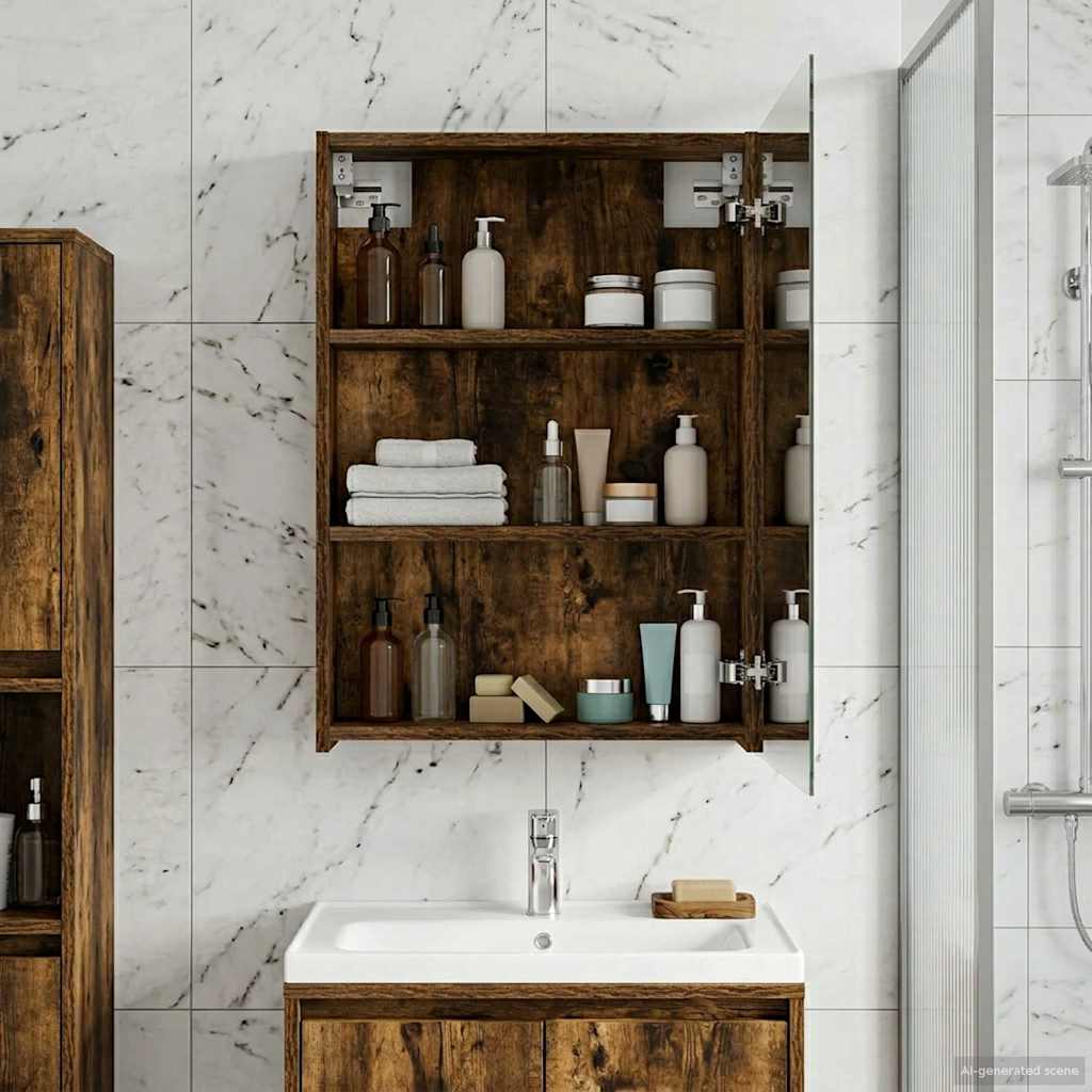 Badkamer spiegelkast met plank Gerookt eiken 50 x 14,5 x 70 cm