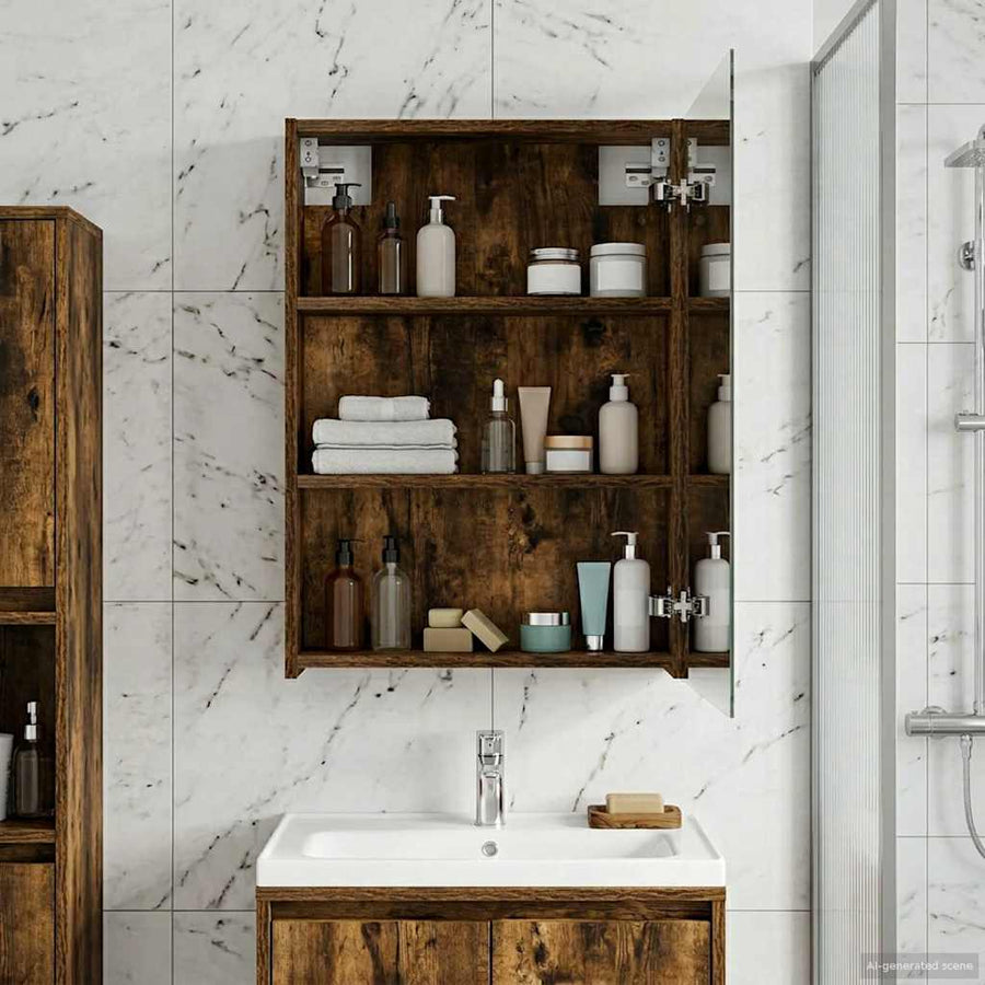 Badkamer spiegelkast met plank Gerookt eiken 50 x 14,5 x 70 cm