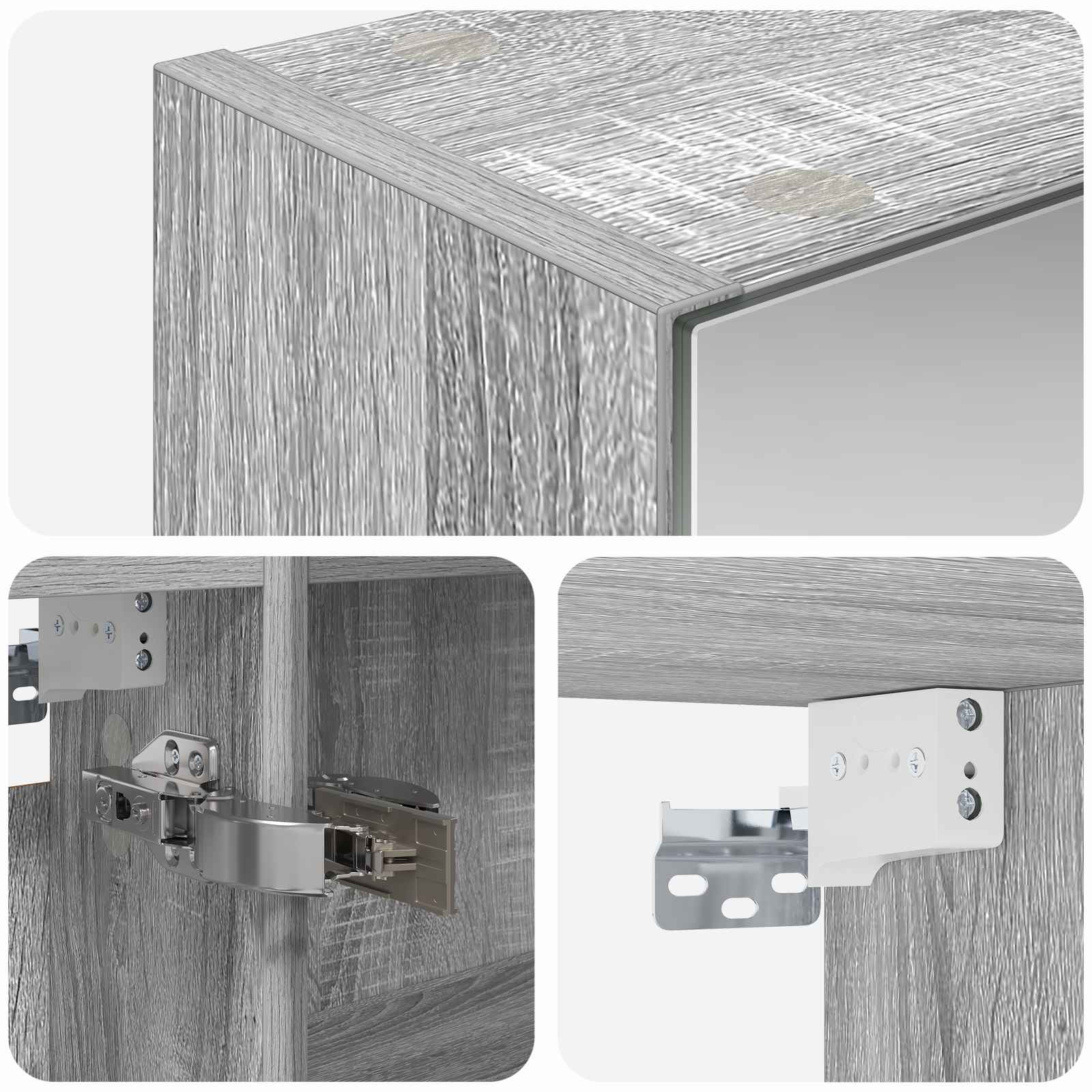Badkamer spiegelkast met plank Grijs Sonoma 50 x 14,5 x 70 cm
