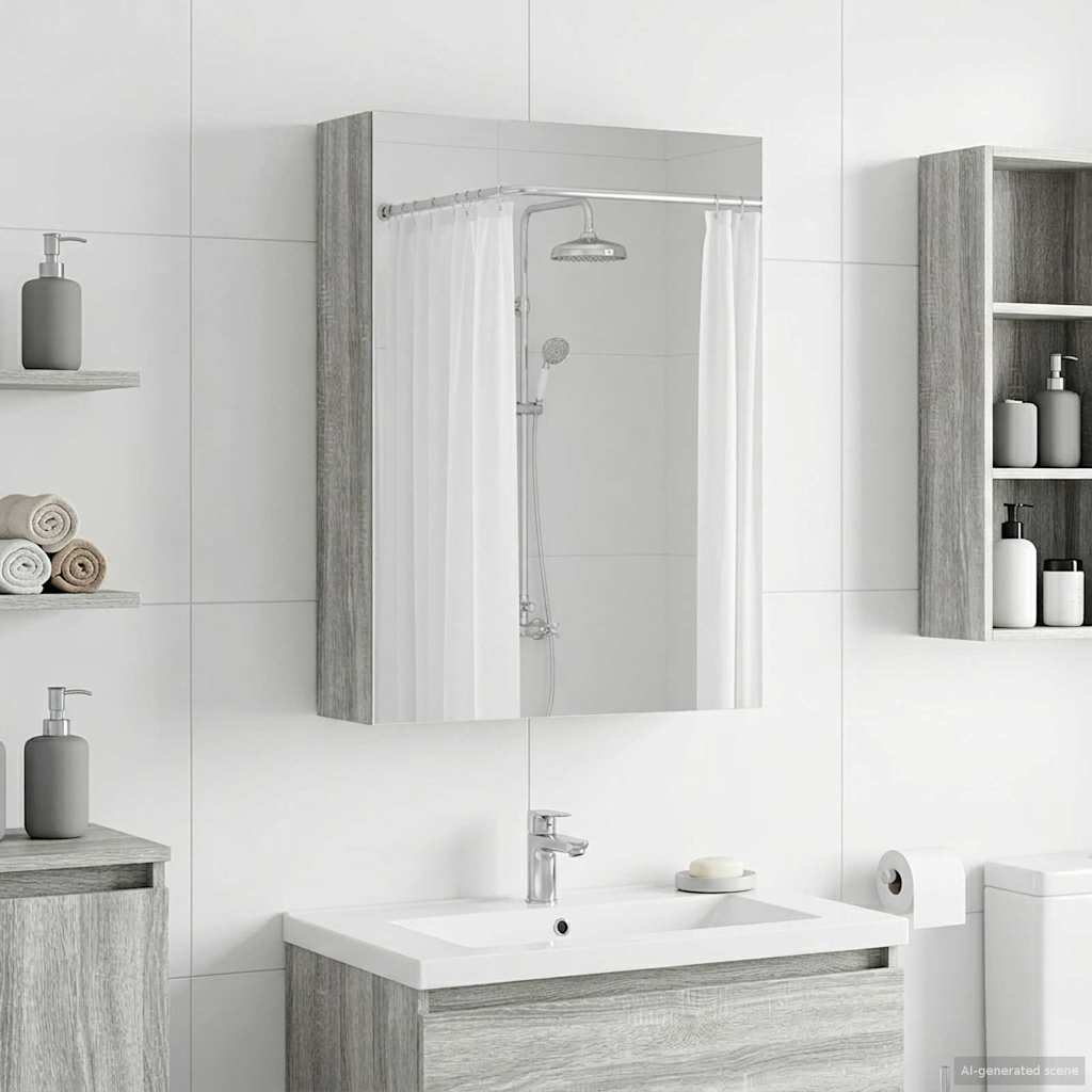 Badkamer spiegelkast met plank Grijs Sonoma 50 x 14,5 x 70 cm