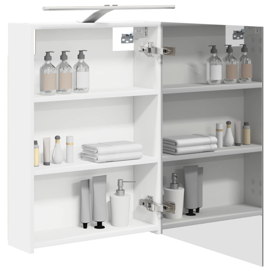Badkamer spiegelkast Wit 50 x 14,5 x 70 cm Bewerkt hout