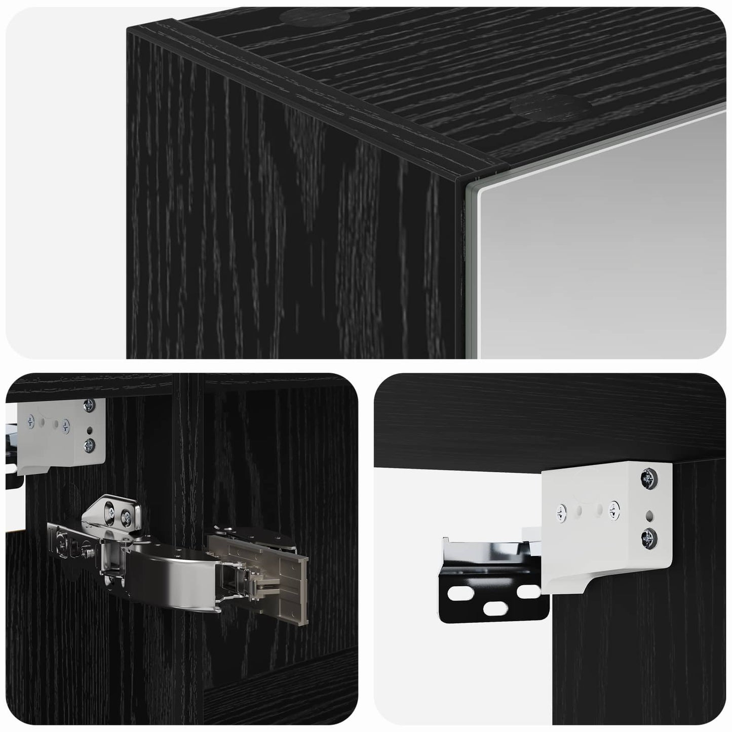 Badkamer spiegelkast Zwart Eiken 50 x 14,5 x 70 cm Bewerkt hout