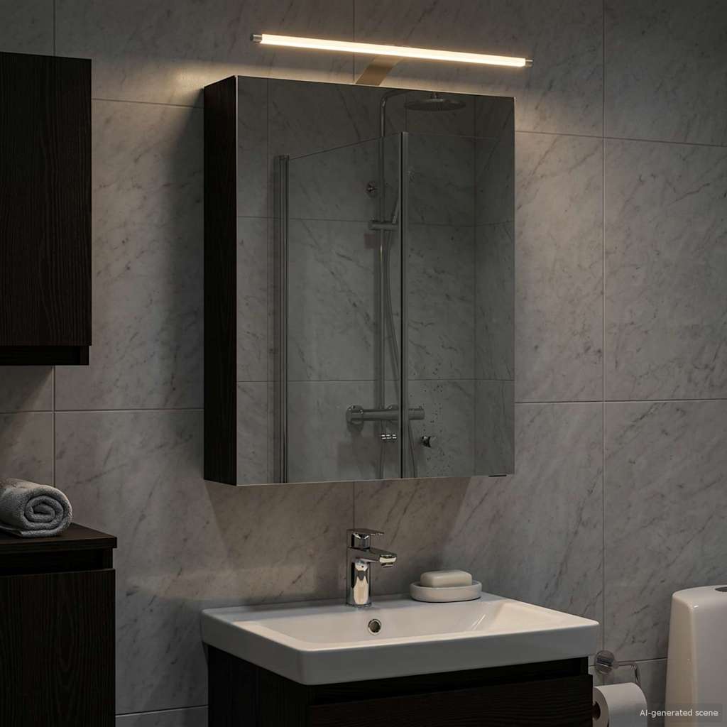 Badkamer spiegelkast Zwart Eiken 50 x 14,5 x 70 cm Bewerkt hout