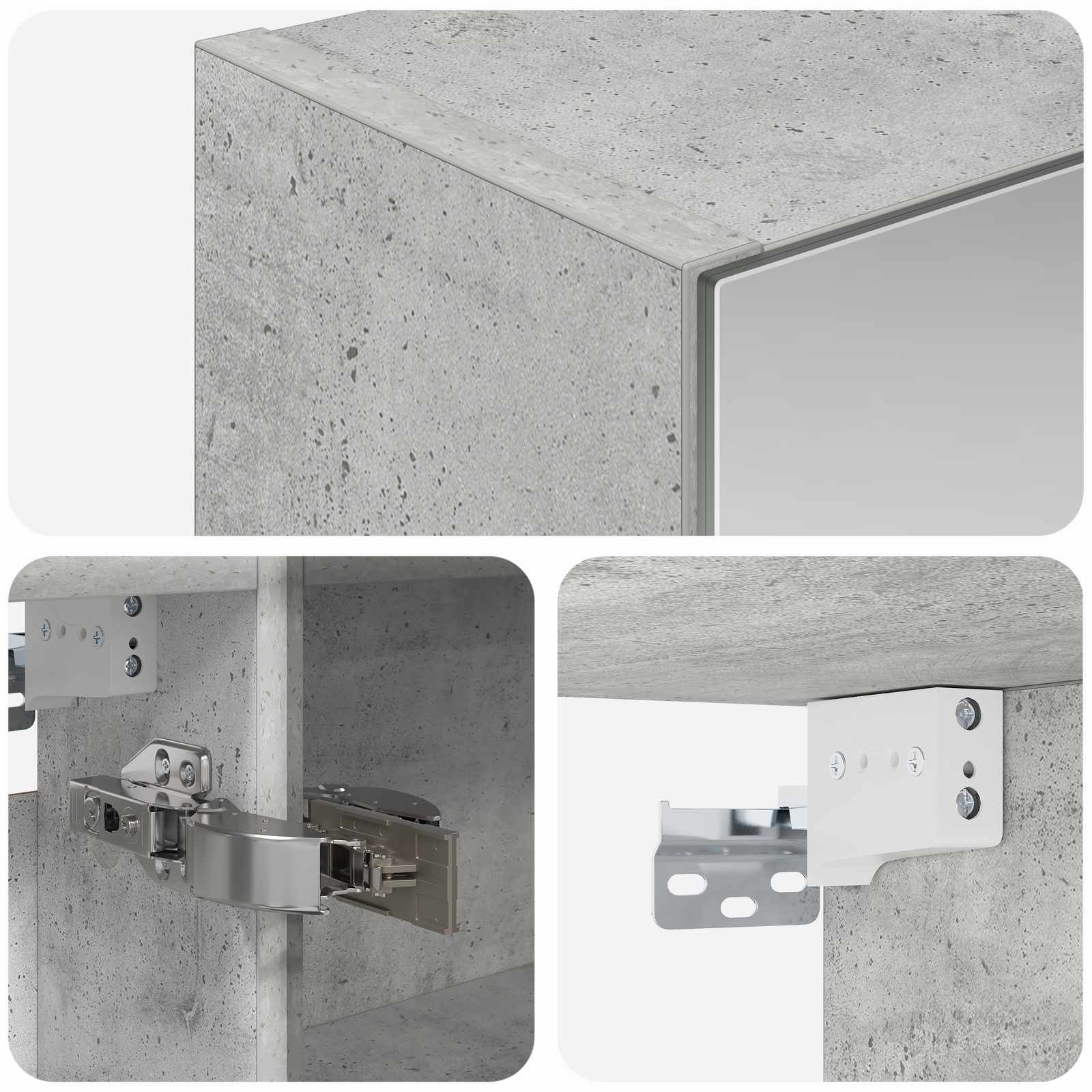 Badkamer spiegelkast Beton Grijs 50 x 14,5 x 70 cm Bewerkt hout