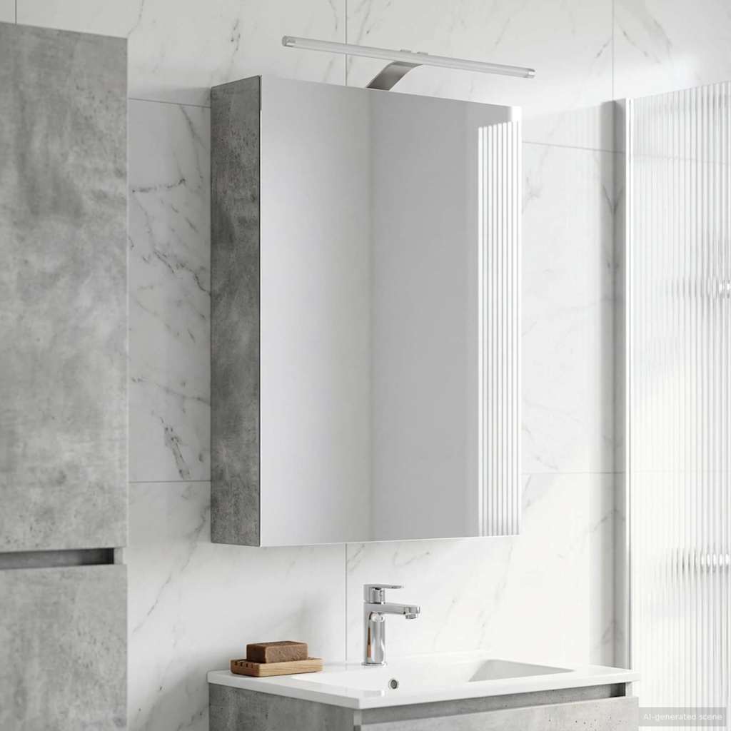 Badkamer spiegelkast Beton Grijs 50 x 14,5 x 70 cm Bewerkt hout