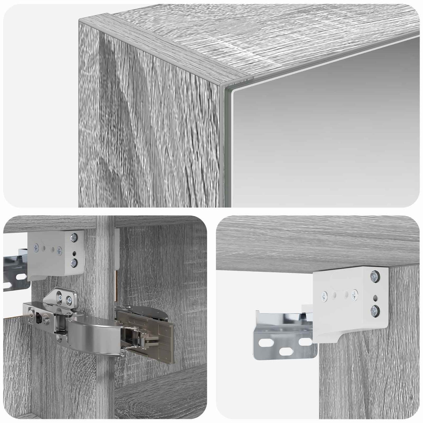 Badkamer spiegelkast met plank Grijs Sonoma 50 x 14,5 x 70 cm